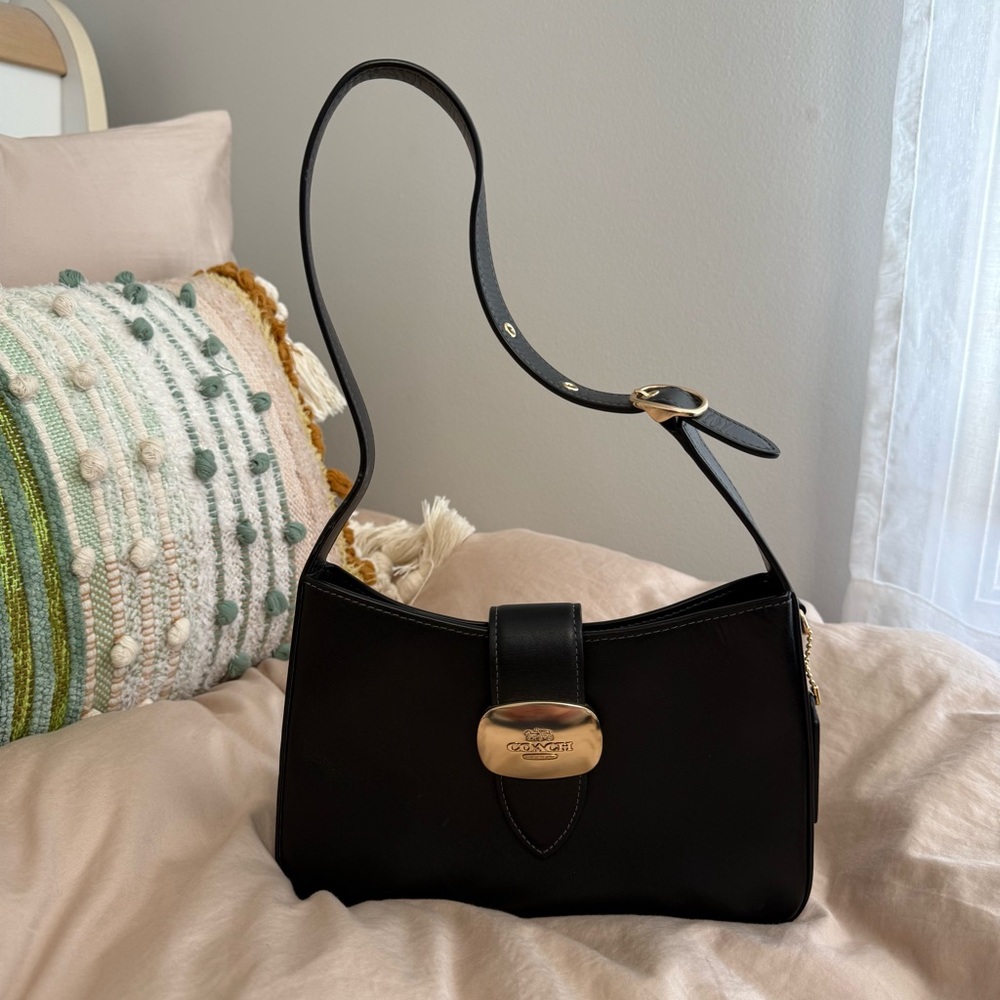 Coach Black Shoulder Bag with Gold Accent